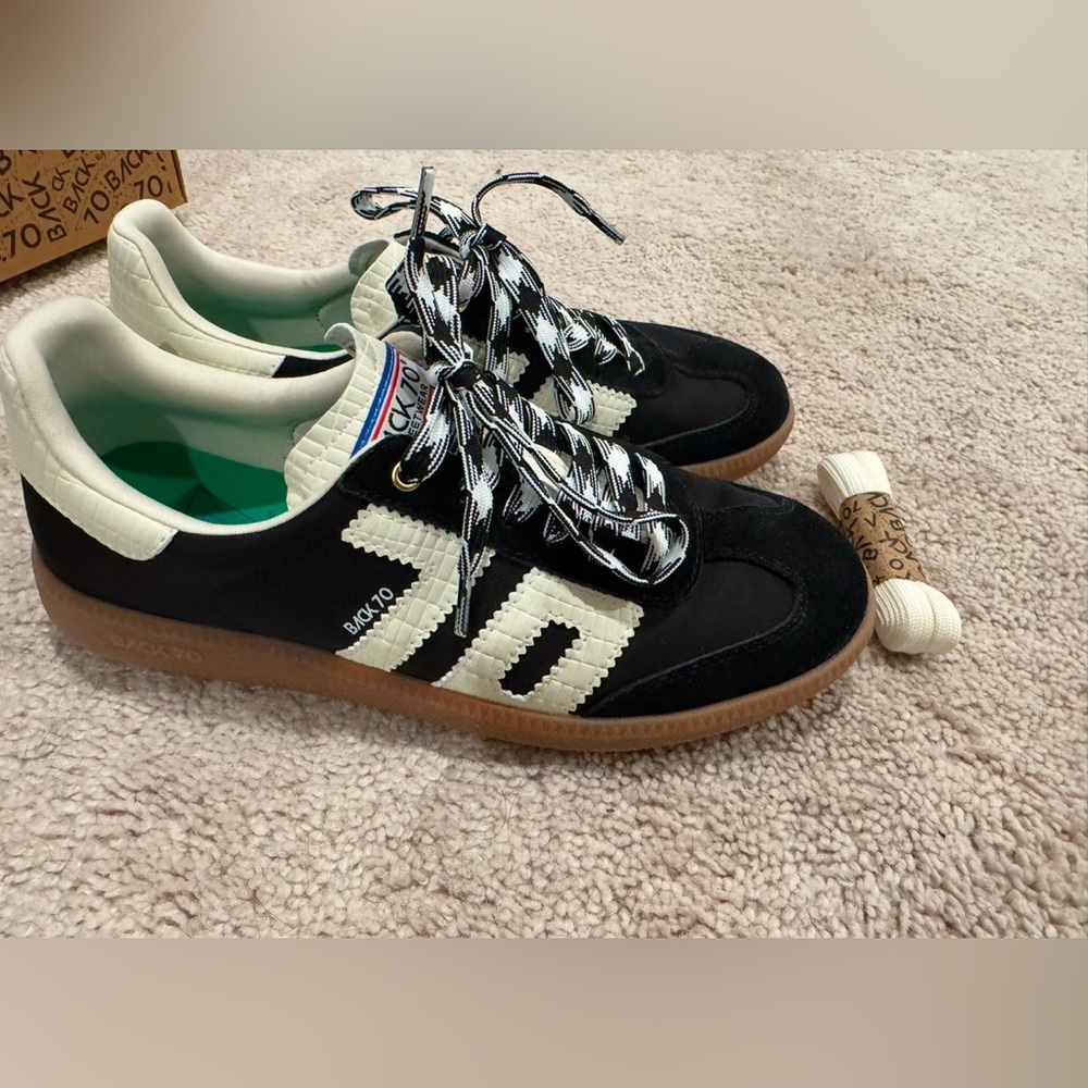 Black and White Sneakers with Gum Sole